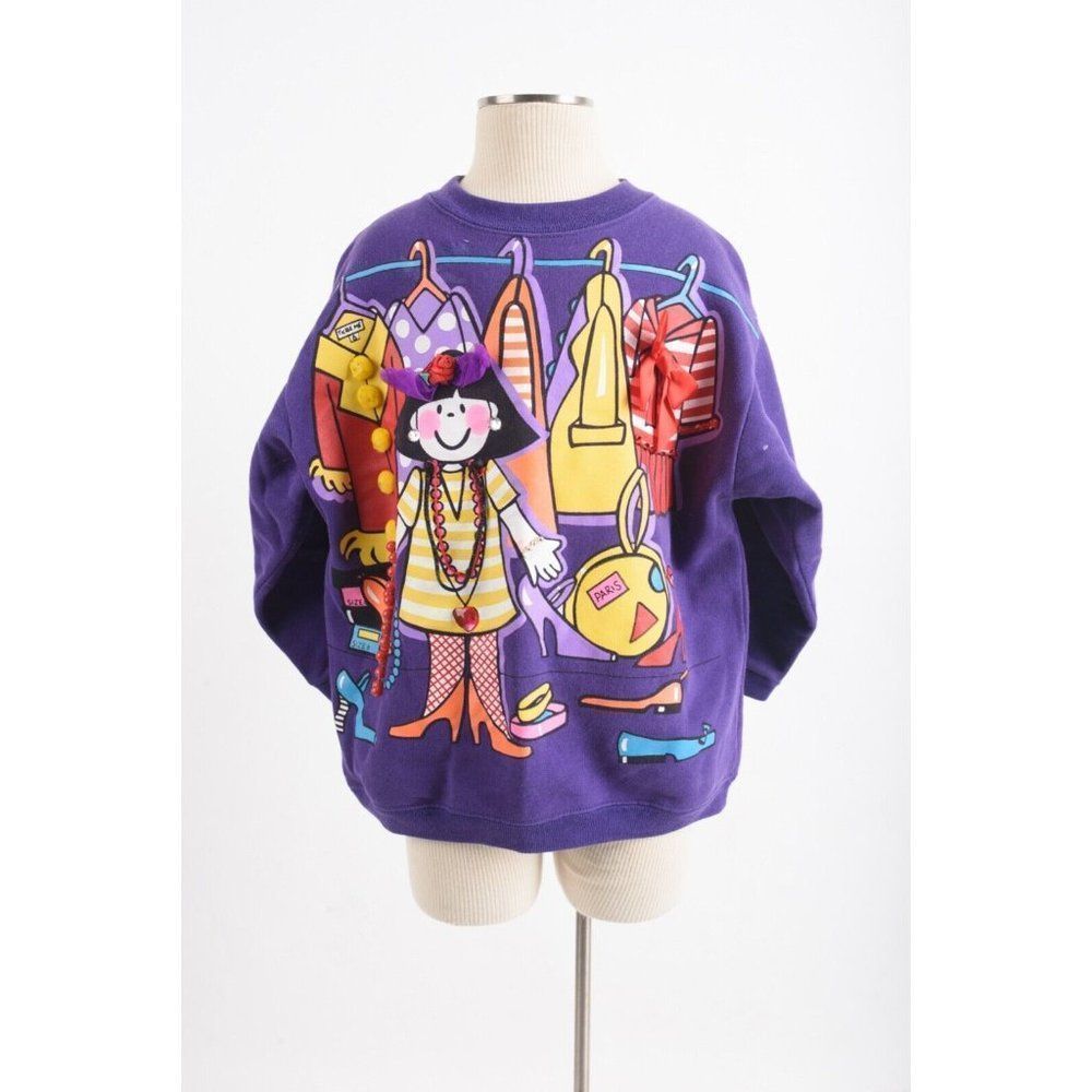 Girls' Purple Graphic Hoodie-Style Sweatshirt with Dress-Up Print